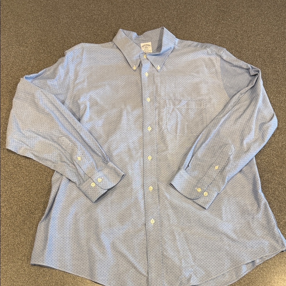 Men’s Brooks Brothers Light Blue Patterned Button-Down Regent fit Shirt size XXL